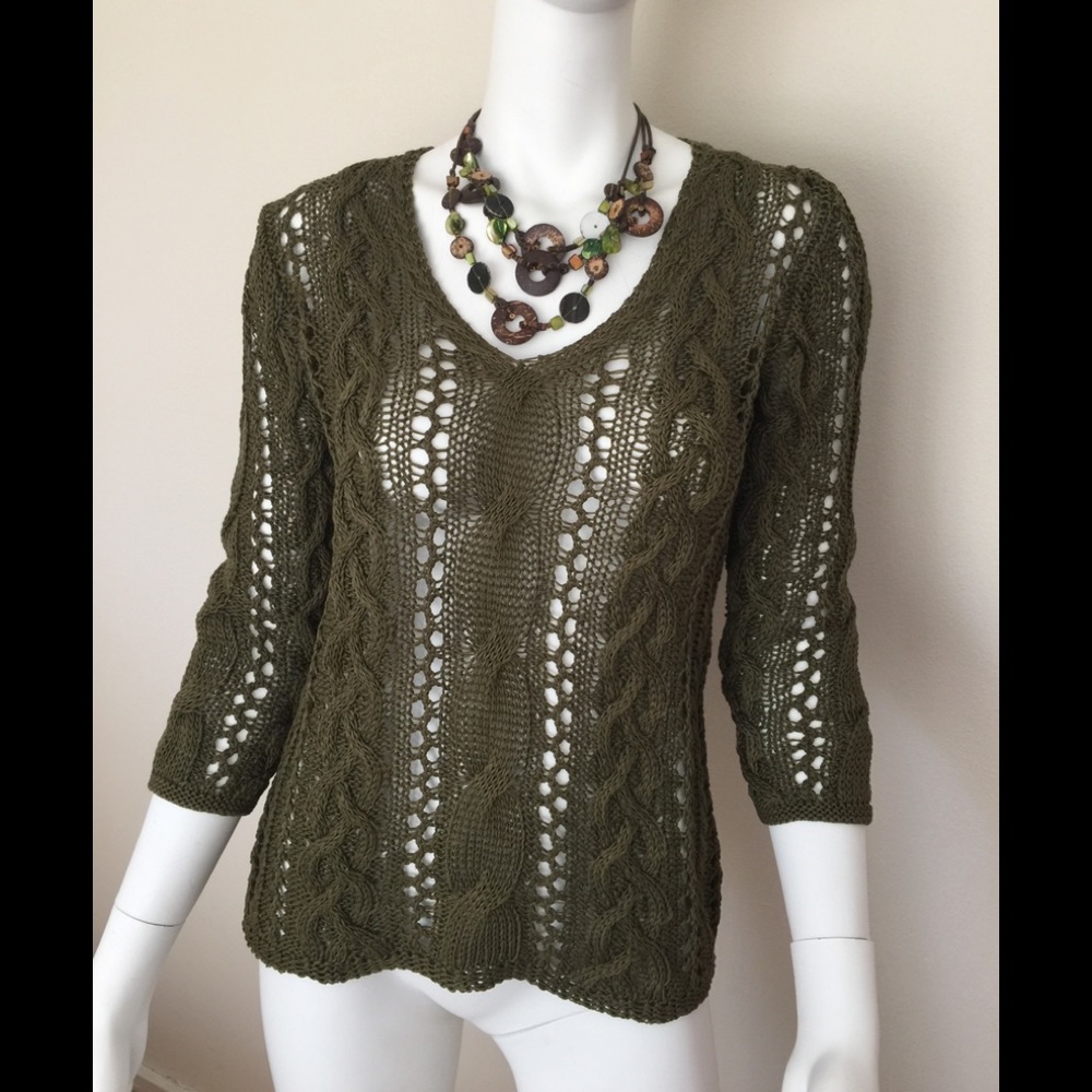 EUC Ralph Lauren olive cotton cable sweater